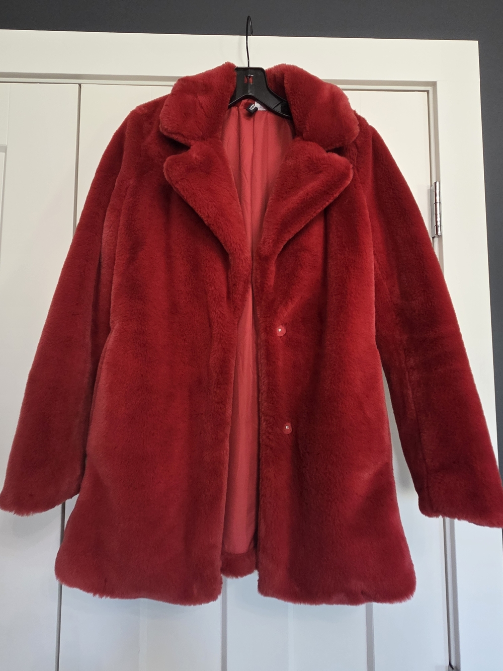 H&M Red Faux-Fur Teddy Jacket